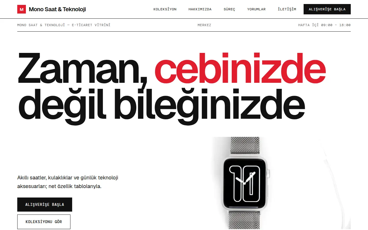 Giyim E-Ticaret Web Sitesi — Mono Saat & Teknoloji